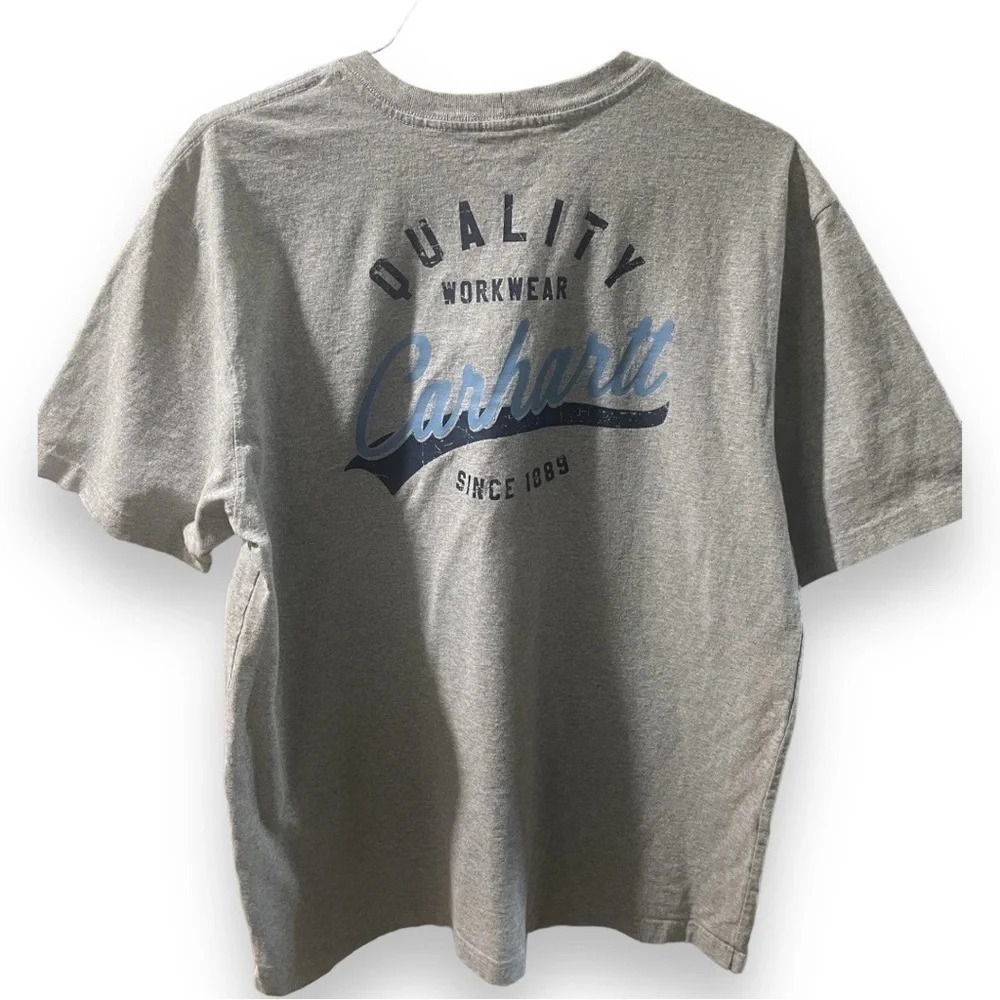 Men’s Carhartt Grey Printed Short Sleeve Tee, Size Large, Very Good Condition